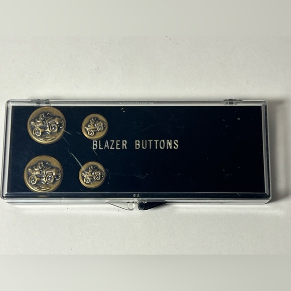 VTG Lot of 4 Blazer Coat Buttons MCM Couple Driving Ford Car NOS - Picture 7 of 7